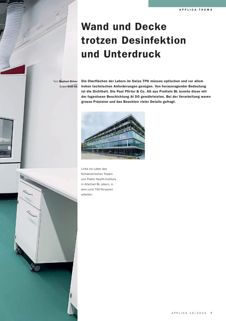 AI DO an den Labor-Oberfl&auml;chen des Schweizerischen Tropen- und Public Health-Instituts
