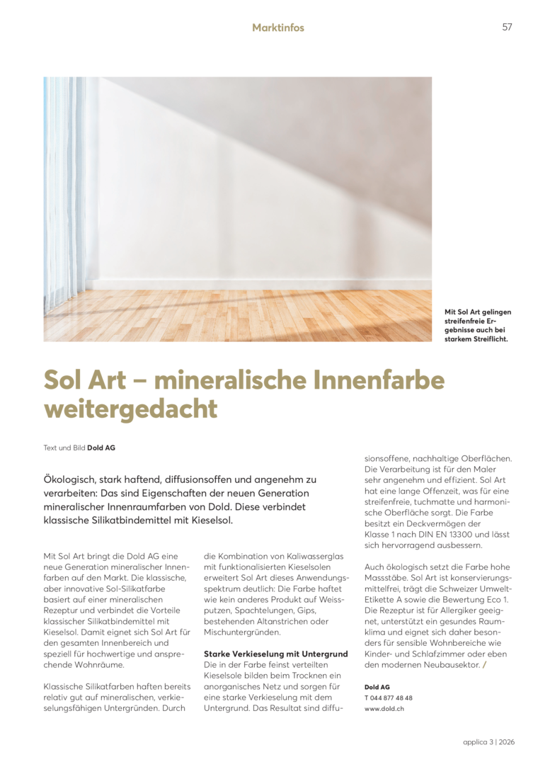 Sol Art &ndash; mineralische Innenfarbe weitergedacht